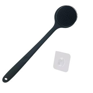 Brosse de douche moderne double face à long manche en silicone avec poils exfoliants pour le gommage corporel - Product Image 1