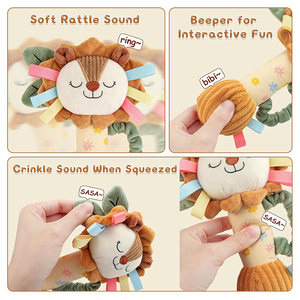 Jouet sensoriel doux et sonore en peluche <span class=keywords><strong>lion</strong></span> personnalisé de haute qualité avec hochets intégrés pour bébés de 0 à 12 mois - Product Image 4