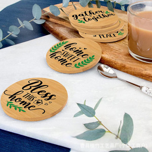 Sous-verre rond en bambou, tapis isolant thermique en bois pour tasse à café, décoration d'intérieur - Product Image 1