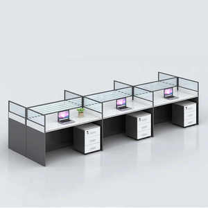 Modern Modular Workstation Table Open-Concept Office Studio Furniture <b>Wooden</b> Cubicle <b>Desk</b> With Panel Style - Product Image 3