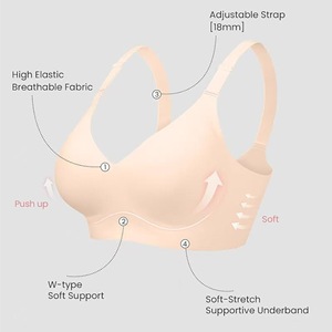Sujetador sin aros push-up de gel para mujer, sin costuras, con soporte suave, talla grande, color liso, para uso diario - Product Image 4