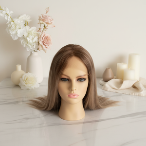 Pelucas Judías con Encaje Frontal Transparente y Reflejos Rubios <span class=keywords><strong>Ceniza</strong></span> - Cabello Remy Europeo Sin Pegamento, Todos los Colores Teñibles, Longitud Media - Product Image 4