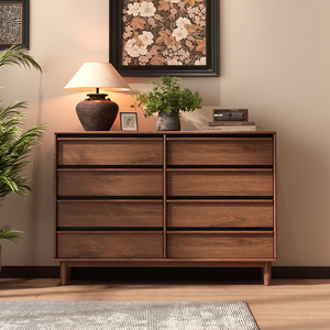 Aparador Extensible Minimalista de Madera de Roble para Sala de Estar, Cómoda Contemporánea con Esquinas Redondeadas para Casa de Campo o Escuela - Product Image 1