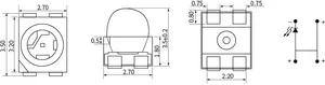 울트라 브라이트 4 핀 워터 클리어 3528 레드 옐로우 블루 그린 화이트 렌즈 0.2W 60mA SMD 3528 LED