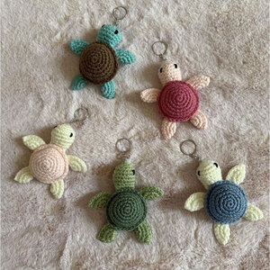 Handmade Crochet Turtle Keychains Mini Animal Pendant For <b>Bag</b> Gift Cute Irregular Shape Durable Woven Design Turtle <b>Key</b> <b>Rings</b> - Product Image 1