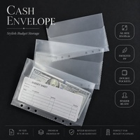 Bolsa Transparente A6 de PP con Doble Bolsillo, Inserto para Carpeta, Recambio de Funda de 6 Agujeros para Sistema de Gestión de Efectivo, Suministros para Planificador
