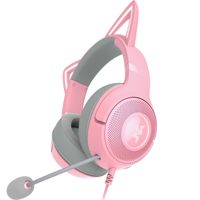 Audífonos para Juegos Razer Kraken Kitty V2 con Cable, RGB, Sonido Envolvente 7.1, Orejas de Gato, Iluminación Reactiva a la Transmisión, Controladores TriForce de 40 mm