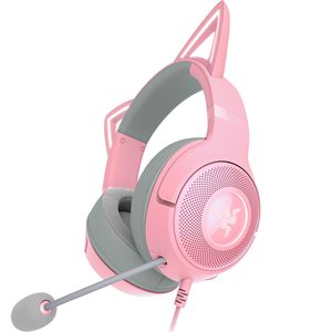 Casque de jeu filaire <span class=keywords><strong>Razer</strong></span> <span class=keywords><strong>Kraken</strong></span> Kitty <span class=keywords><strong>V2</strong></span> avec son surround 7.1, oreilles de chat, éclairage réactif au flux sonore, haut-parleurs TriForce de 40 mm - Product Image 4