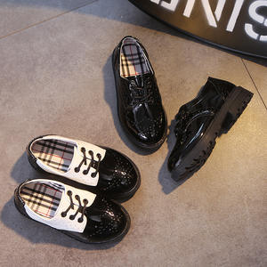 2025 Spring Autumn Collection Casual Boys' <b>Leather</b> <b>Shoes</b> Black Korean Style Lace-Up Breathable Hollow Design Available Small - Product Image 4