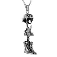 Colgante para cenizas de mascota de acero inoxidable, impermeable y ecológico, con diseño de botas militares ortodoxas clásicas y tapa de pistola, joyería funeraria.