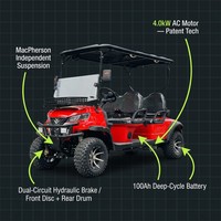 Carrito de Golf con Motor AC Patentado, 4 Asientos, 35 km/h, Suspensión MacPherson, Freno Hidráulico Doble, Vehículo Eléctrico Utilitario