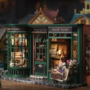 2023 Neues Design 3D Holz puzzle Magic House Miniatur modell Puppenhaus mit Touch Light als Weihnachts geschenk