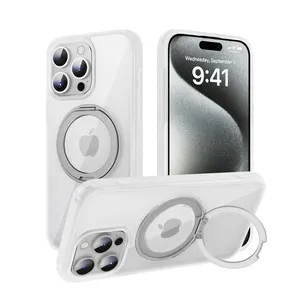 Étui de téléphone de charge sans fil magnétique coloré dégradé de mode pour iPhone 15 pro max avec accessoires de téléphone béquille tournée