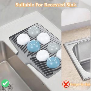 Große Silikon-Trockenmatte mit Aufhängeloch, Rechteckige Spülbecken-Abtropfmatte, Rutschfeste Hitzebeständige Abtropfmatte für Küchentisch und Arbeitsplatte - Product Image 3
