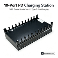 Station de charge USB-C PD PPS 200W à 10 ports, 30W 45W max par port, concentrateur de charge rapide multi-appareils pour la maison et le bureau