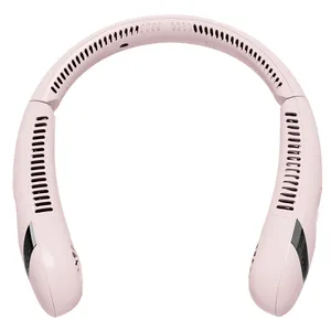 Kipas leher promosi baru 2023 kipas angin Wearable olahraga berkemah portabel pengisi daya USB kipas Travel Mini 4000Ah Pink