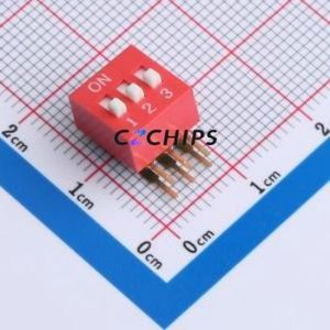 DA-3-R-T DIP Switch Through hole Component (THT),P=2.54mm Switch Piano Key Single Pole Single Throw 3 2.54mm - Product Image 1