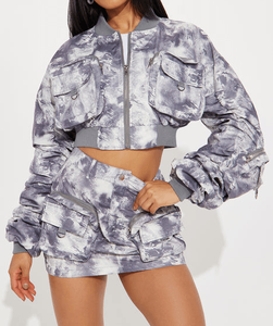 2024 New Streetwear Camouflage Print <span class=keywords><strong>Pilot</strong></span> 2-teilige Herbst/Winter-Kurz anzüge für Frauen - Product Image 5