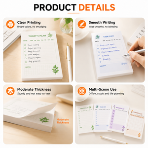 Self Adhesive Planner Note <b>Pad</b> Retro Floral Loose Leaf <b>Memo</b> Sheets Daily Task Schedule List for Notebook Office School Planning - Product Image 2