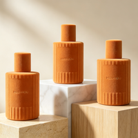 Flacon de parfum marron 30ml 50ml 100ml, flacon de parfum rond avec vaporisateur à fine brume et couvercle, conteneur de parfum floqué, boîte cadeau personnalisée