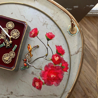 Designer original nouveau fait à la main Style Antique fée mariée rouge Rose épingle à cheveux Hanfu épingle à cheveux Cheongsam accessoire de cheveux