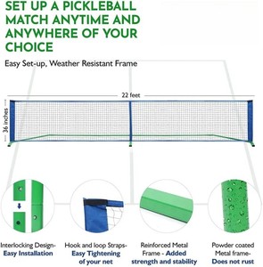 Ensemble de balles de cornichon personnalisées TY-1035H directement de l'usine Ensemble de pickleball de 22 pieds de qualité avec filet et pagaie - Product Image 4