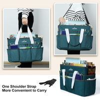 Sac fourre-tout grand rangement d'art avec plusieurs poches, sac à couture vert bleuâtre pour l'art, l'artisanat, la réservation de ferraille, l'école, le médical