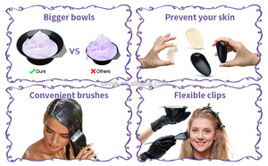 2025 Vinnie nueva llegada salón para teñir el cabello tazón mezclador cepillo peine Kit Set 5 unids/set herramientas de tintado de plástico salones de peluquería - Product Image 5