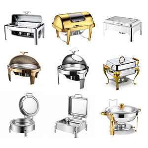 Cao Cấp Vàng Bạc Thép Không Gỉ 9L Chafing Món Ăn Tự Chọn Thực Phẩm Ấm Hơn Với Glass Nắp Cho Phục Vụ Các Sự Kiện Bữa Tiệc <span class=keywords><strong>Buffet</strong></span> - Product Image 5
