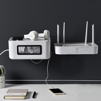 Caja de almacenamiento de escritorio portátil y Flexible para Cable, enrutador inalámbrico WIFI, organizador de cables de plástico y Metal con enchufe desmontable