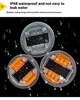 12 LED solaires haute intensité en aluminium, yeux de chat IP68, marqueur de chaussée clignotant intégré pour la signalisation routière