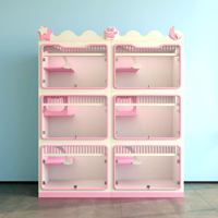 Vitrine en bois pour chat, type villa, avec lit à trois niveaux, maison en verre pour chat, grand espace, meuble de soins et d'accompagnement