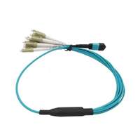 KEXINT fábrica al por mayor OM3 multimodo tipo B azul Break Out MTP MPO hembra a 6 DX LC 12 fibra LSZH Cable de conexión de fibra óptica