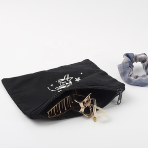 Recyclable Custom Logo Cotton Canvas Zipper Portable Lipstick Cosmetic Bags Canvas Makeup Cosmetic Pouch - Product Image 1