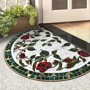 <span class=keywords><strong>Tapis</strong></span> <span class=keywords><strong>d</strong></span>'<span class=keywords><strong>entrée</strong></span> semi-circulaire pour extérieur, motif floral, <span class=keywords><strong>d</strong></span>écoration de maison - Product Image 1