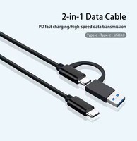 Cable de Datos USB 3.1 Tipo-C 2 en 1, Carga Rápida de 3A, 10Gbps, Conductor de Cobre Puro Trenzado, Revestimiento de PVC, para Computadora, Automóviles y Auriculares