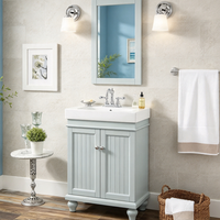 Meuble-lavabo autoportant moderne en bois, armoire gris mat, mobilier de salle de bain pas cher