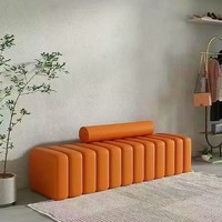 Banc de canapé en cuir de luxe nordique moderne avec certification CE européenne pour hôtels, appartements, villas familiales, bancs de canapé