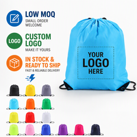 Sac à dos à cordon personnalisé en polyester 210D, léger, souple, pour la gym, l'école, les voyages et le rangement