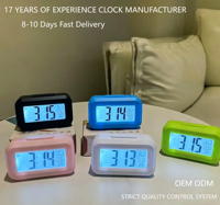 Horloge de table silencieuse à LED en quartz moderne avec affichage de la température, veilleuse, design décoratif, ABS, fonctionne sur piles