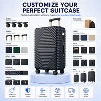 Ensemble de bagages de luxe en polycarbonate à motif chevron, poignée dorée, serrure TSA, roues pivotantes à 360°, coque rigide, valises trolley 20, 24, 28 pouces pour personnalisation de marque
