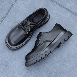 Zapatos Derby de Estilo Británico para Hombre, de Cuero Genuino, con Punta Ancha, Negros, Casuales, con Suela Gruesa y Cierre Deslizante - Product Image 2