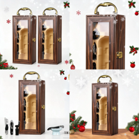 Coffret à vin professionnel pour collection de vins, avec fenêtre transparente, porte-bouteilles en bois, tire-bouchon, ouvre-bouteille et poignée à loquet