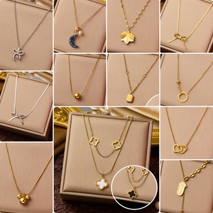 68 diseño PVD antideslustre 18K chapado <span class=keywords><strong>en</strong></span> oro collar de Cruz de acero inoxidable titanio acero amor corazón collares para mujeres - Product Image 2