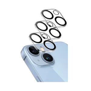Pelindung lensa kamera ponsel iPhone 15 Pro Max, pelindung lensa kamera iPhone transparan akrilik 14 15 Plus