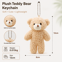 Mini porte-clés en peluche ours en peluche, breloque de sac en peluche douce avec couronne en forme de cœur, cadeau personnalisé OEM en gros