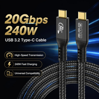 Cable de Carga Rápida USB 3.2 Tipo-C 20G 4K con Cubierta Trenzada de Cobre Plateado, 100-240W, para Estación de Acoplamiento SSD Mac