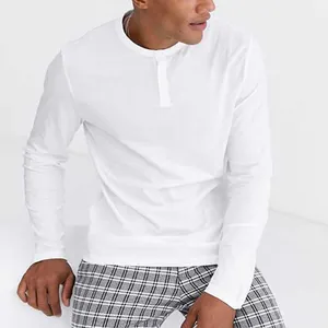 Service High Quality 100% Cotton Regular Fit Clothes Plain White Long Sleeve Men's T-shirt