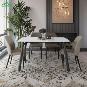 Mesa de comedor moderna de alta gama: Mesa de vidrio templado + patas de madera negra, ahorra espacio y es adecuada para el comedor familiar - Product Image 3