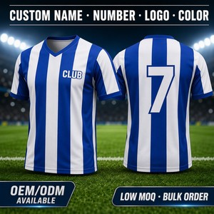 Maillot de football personnalisé par sublimation, T-shirt de football ample pour homme en polyester respirant, séchage rapide, anti-humidité, tenue d'équipe, style rétro club - Product Image 1